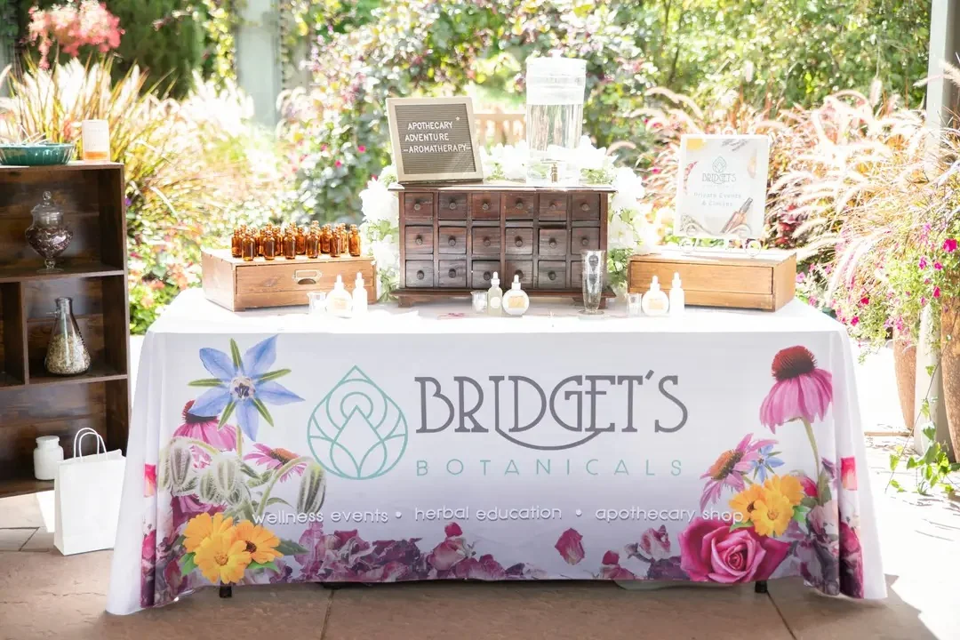 Bridget’s Botanicals herbal products display at a botanical garden event