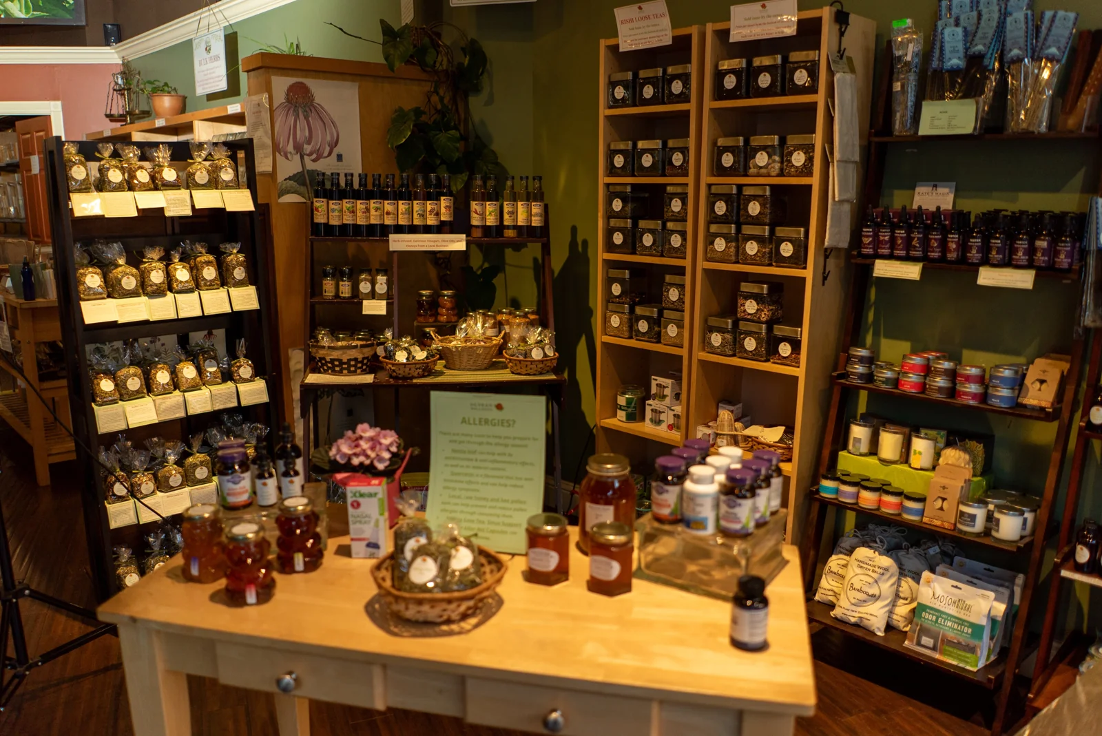 Herban Wellness shop interior and botanical products