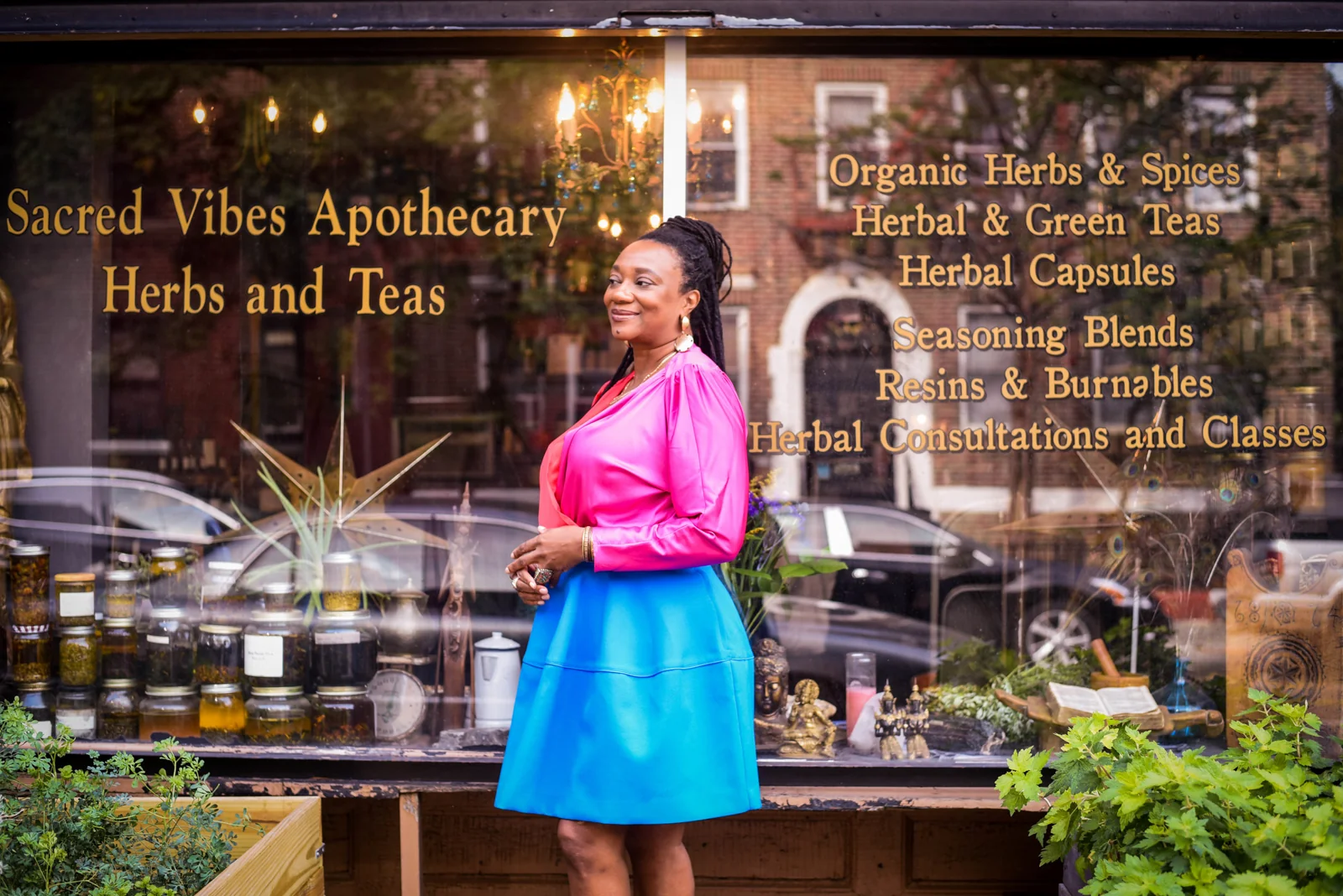 Archival photo of Sacred Vibes Apothecary’s earlier storefront with its founder