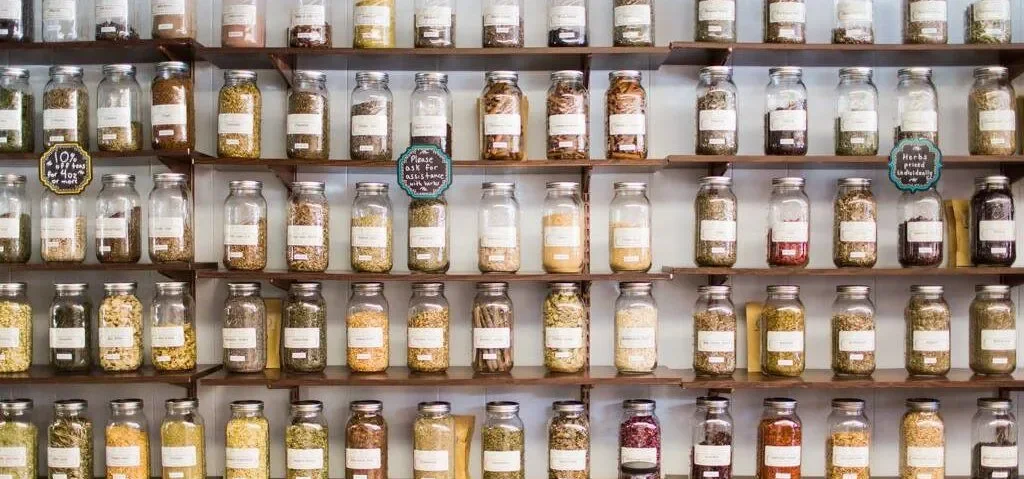 The apothecary wall at Integrative Herbalism